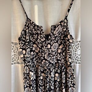 Angie Black and Cream Floral Smocked Neck Jumpsuit